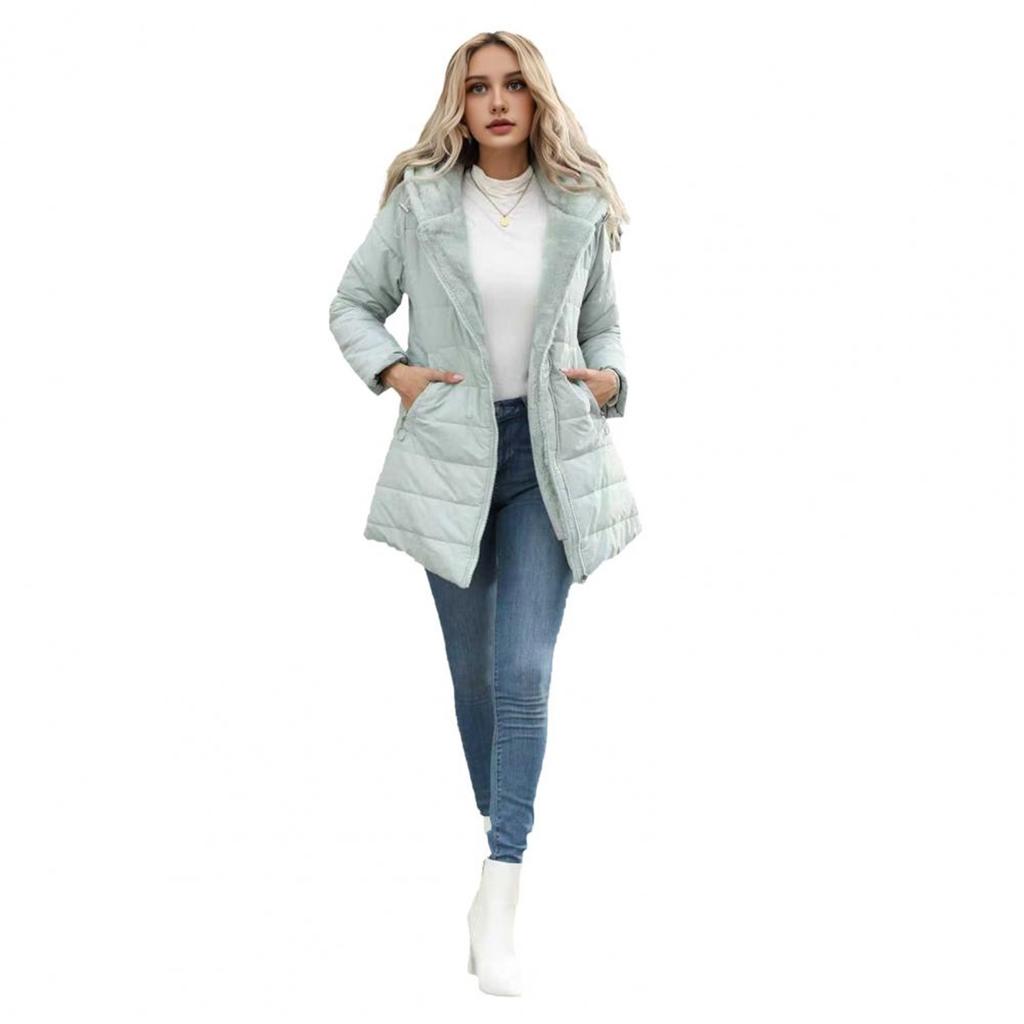 Damen Daunenjacke Damen Winter Daunenmantel mit Kapuze Parka Fleecegefüttert Daunenjacke Winddicht Verdickt Oberbekleidung mit Reißverschluss