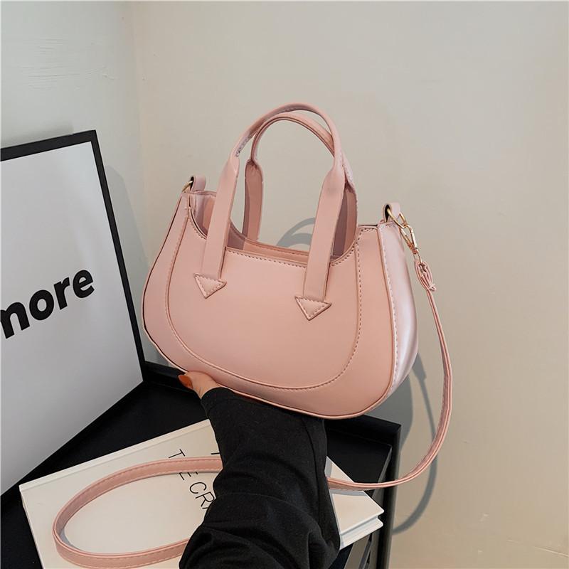 Vintage Stylish Minimalist Large Pu Shoulder Bag For Casual Daily Use In Black Pink Khaki Brown Cream