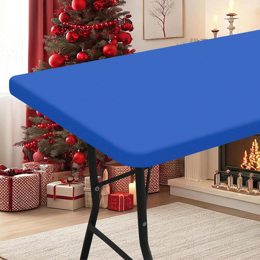 Christmas Decorative Tablecloth, Elastic Fit Tablecloth For 6ft Rectangular Tables, Stretchable And Washable Patio Tablecloth, Suitable For Outdoor