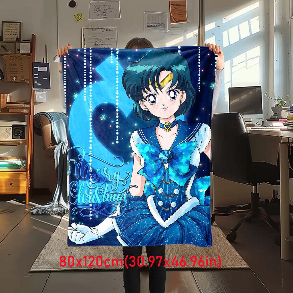 Japanischer Anime niedliches Cartoon-Thema Sailor Moon Tsukino Usagi Decke geeignet für Heimbetten, Sofabezüge, Büro-Nickerchen, Outdoor-Warme Decken O15