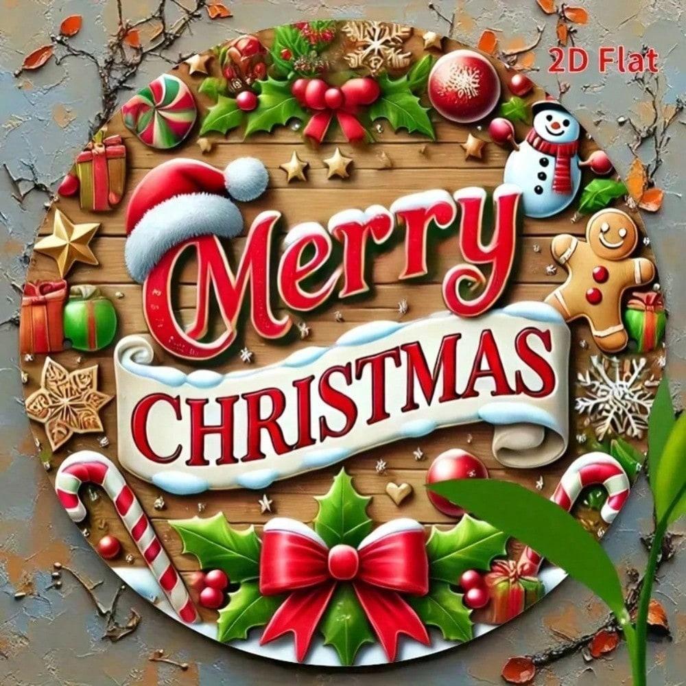 Vintage Christmas Metal Wall Art Snowman Gingerbread Man Holiday Sign Festive Home Decor Living Room 20x20 разноцветный