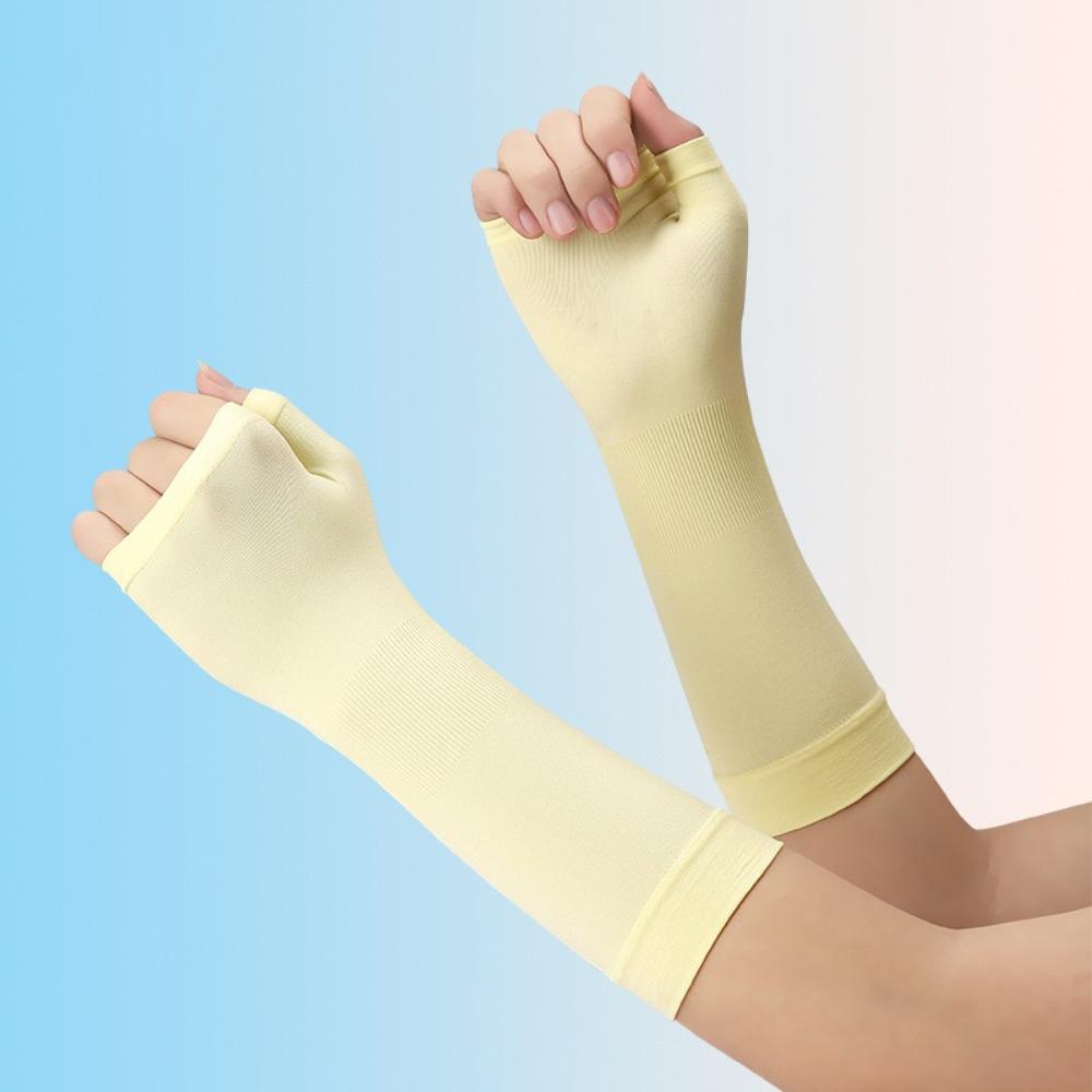 Elastic Sunscreen Gloves Solid Color Driving Mittens New Ice Sleeves  Outdoor Sports