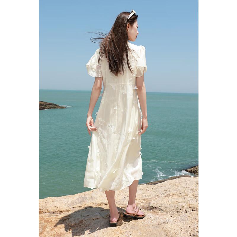 SanCai Plus Size Lyocell Embroidered U-Neck Midi Dress