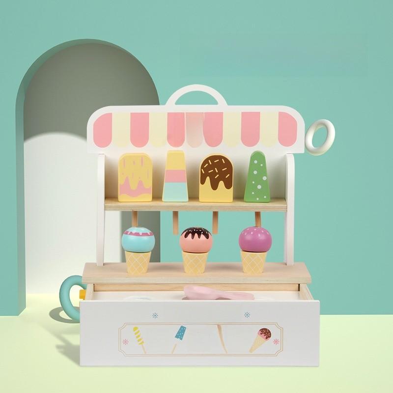 Children Wooden Ice Cream Toy Set Imaginative Play Motor Enhancement Skills