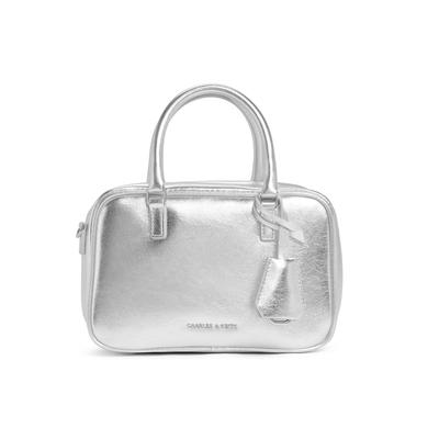 Charles & Keith Color Block Mini Boston Bowling Bag Women Handbags Multi Silver CK2-30151589