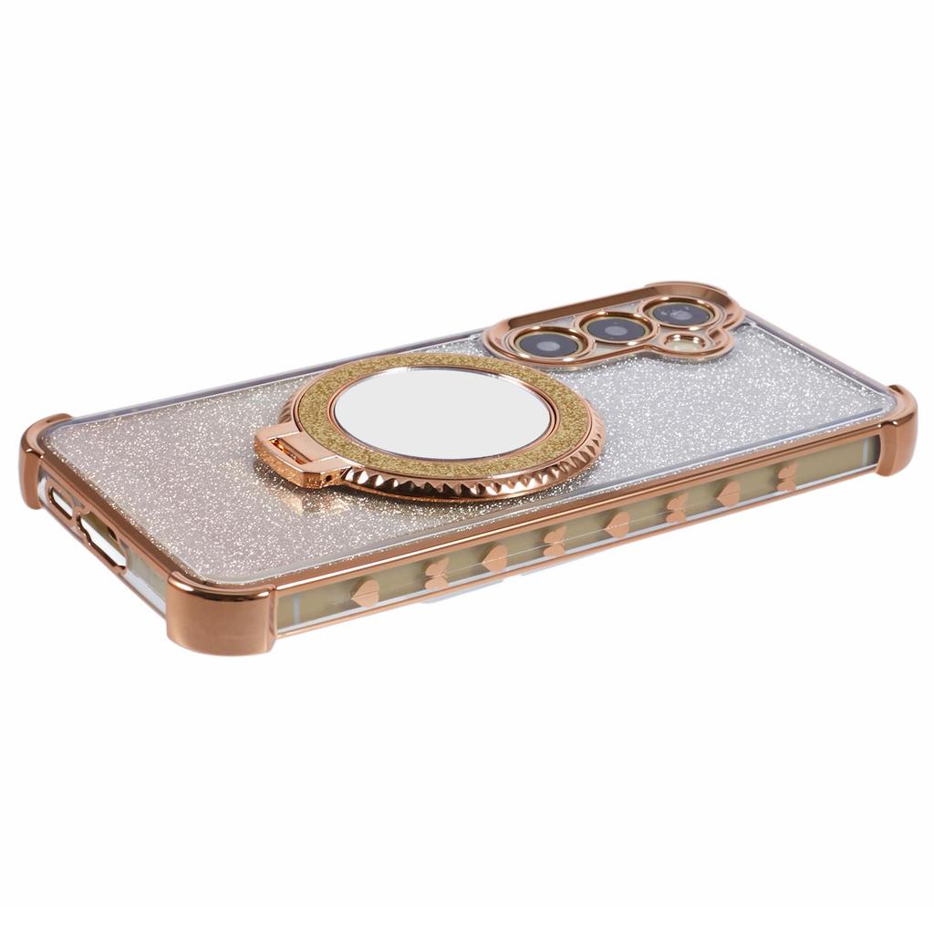 For Samsung Galaxy A35 5G Case TPU Glitter Phone Cover with Kickstand and Mirror