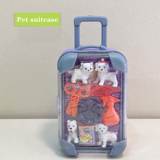Dollhouse Mini Suitcase Trolley Luggage Handbag Model Candy Box Toy Stand Pretend Play Toy Suitcase Toys for Doll House Decor Pet Grooming Dressing