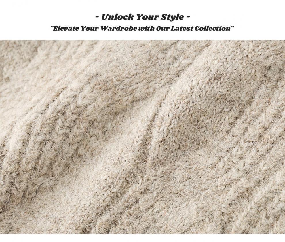 Men's Retro Round Neck Cable Knit Sweater - Autumn/Winter Loose Fit