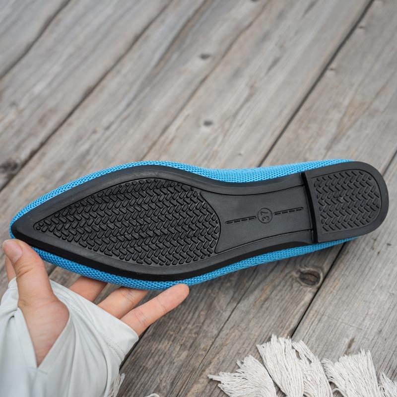 Mode Übergröße 43 Damen Spitzschuh Ballerinas Einfarbig Gestrickt Slipper Lässige Atmungsaktive Ballerinas Damen Mesh Ballerinas