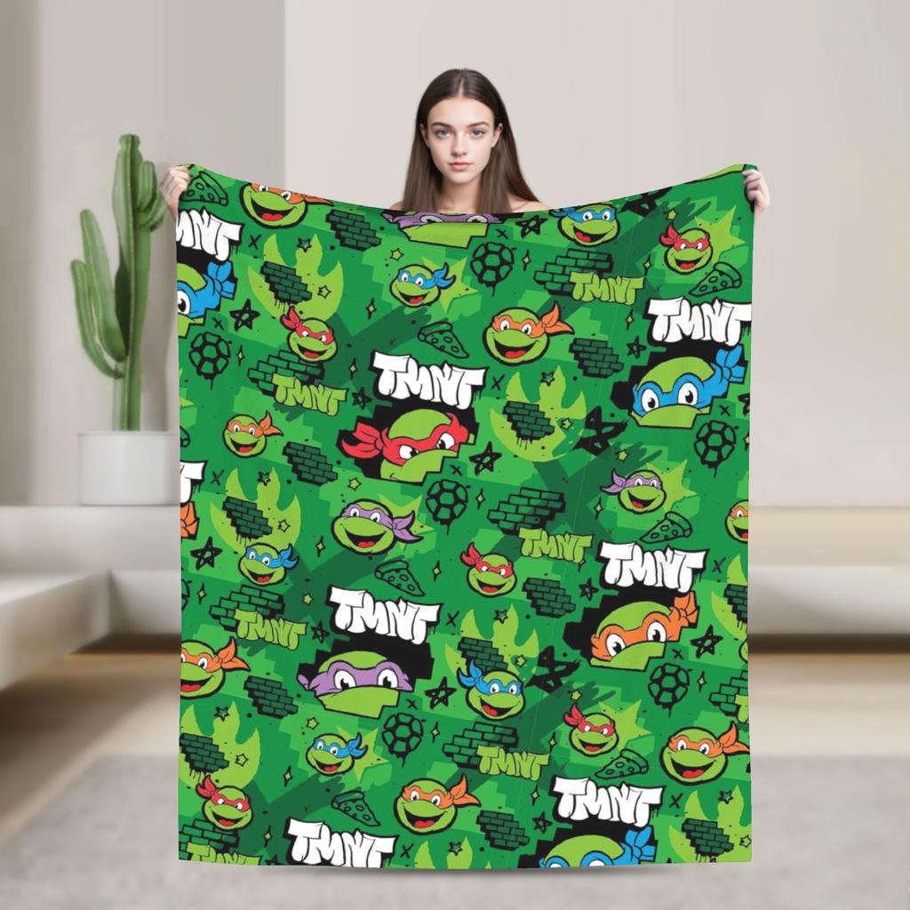 Soft Blankets Camping TMNT Game  Throw Blanket  Flannel Bedspread For Couch Chair Sofa Bed Street Trend Sofa Bed Cover