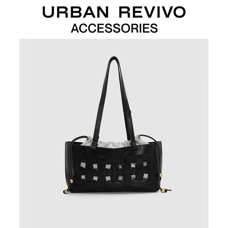 URBAN REVIVO Woven Drawstring Shoulder Bag One Size
