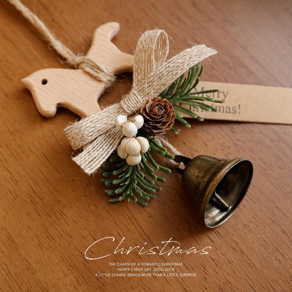 Rocking Horse Bell Ornament Compact Wooden Rocking Horse Ornament Door Wall Hanging Ornament Christmas Themed For Door Festive
