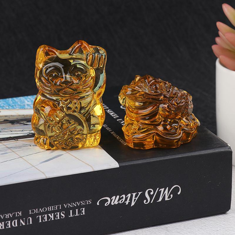 Chinese Yellow  Feng Shui Lucky Cat Fortune Frog Gift Home Decorations