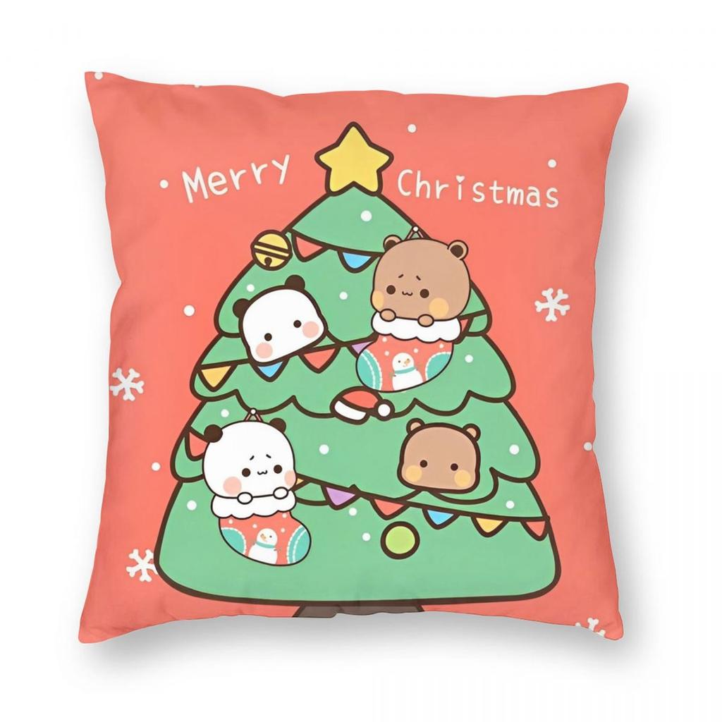 Dudu Bear And Bubu Panda Christmas Pillowcase Soft Polyester Cushion Cover Decoration Pillow Case Cover Chair Wholesale 45*45cm