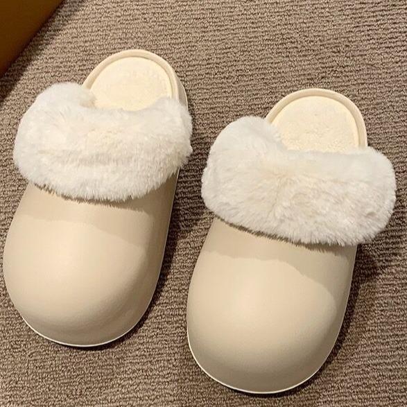 Slippers for Women Fluffy Winter House Waterproof Shoes Plush Soft Cotton Slippers House Indoor