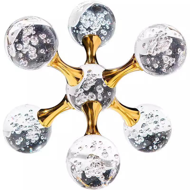Modern Geometric Luxury Minimalist Molecular Glass Crystal Ball Ornaments Decor Home Room Table Decorative Crystal Figurines