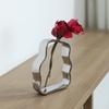 Creative Ceramic Silver Vase Hollowed-out Flower Arrangement Ornaments Pleated Line Ribbon Handicrafts Geometric Solid