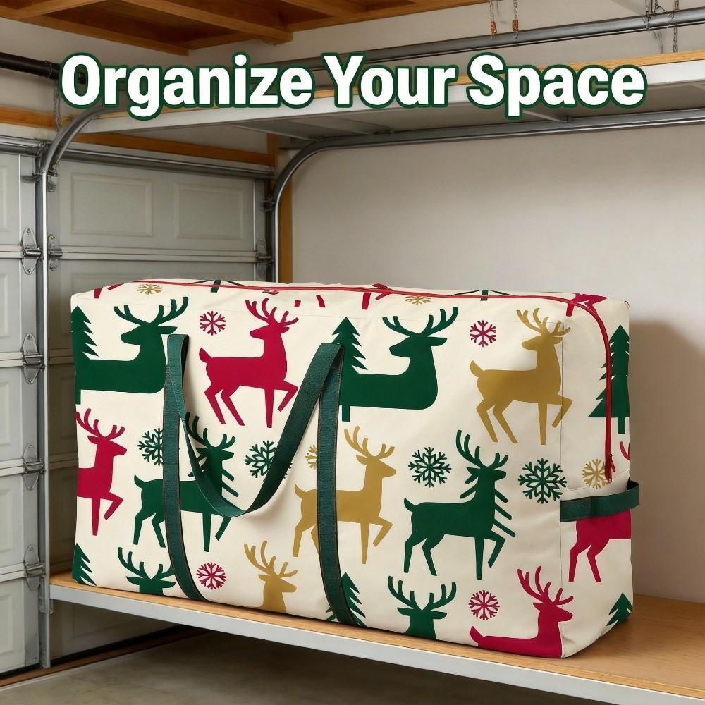 Cartoon Print Christmas Tree Storage Bag Large Capacity Christmas Ornament Storage Bag Ornaments