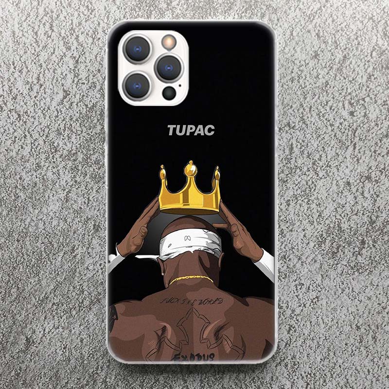 Rapper 2pac Singer Tupac Print Soft Case for iPhone 13 Pro Max 12 Mini 11 XS XR X SE 7 Plus Phone Shell 8 6 6S 5 5S Pattern Cove