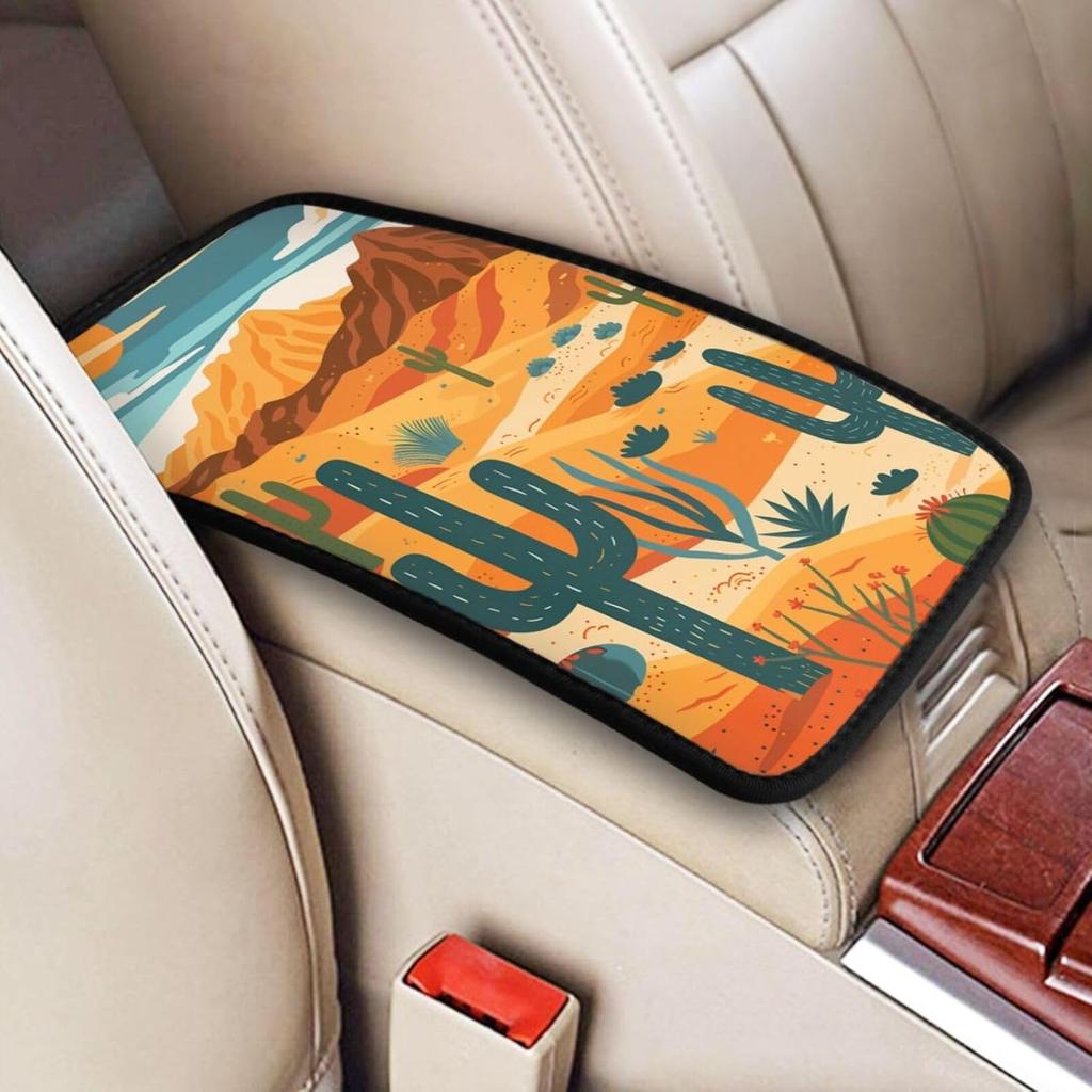Universal Car Center Console Cushion Pad, Purple Butterfly Soft Waterproof Car Center Console Cover Auto Armrest Seat Box Cover Protector for Most
