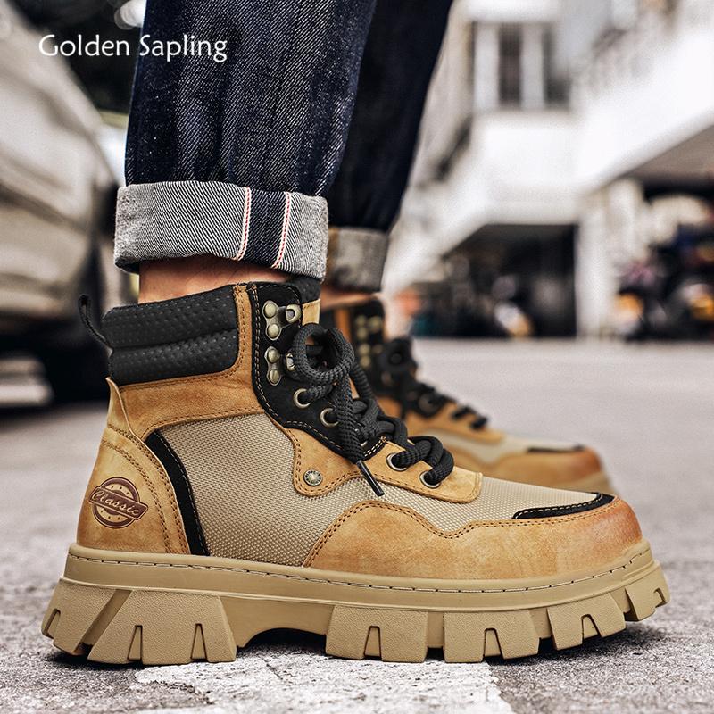 Golden Sapling Herrenstiefel Retro Arbeitsschuhe Bequeme Outdoorstiefel Herren Casual Trekkingschuhe Freizeit Berg Winterschuh