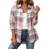 Camisa a Cuadros de Manga Larga para Mujer Top a Cuadros para Uso Casual en el Trabajo y Diario