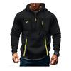 Mens Hooded Sweatshirt With Zippered Pockets Slim Fit Cotton Blend Casual Pullover