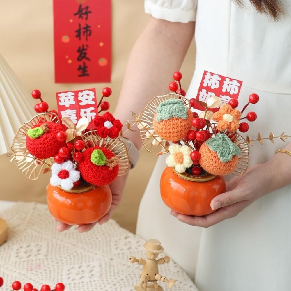 Gestrickte Blume Künstliche Topfpflanzen Chinesische Neujahrsdekoration Mondneujahrsgeschenk Feng Shui Bonsai Hochzeitsdekoration