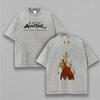 Avatar Aang Manga T-shirt Men Women Clothing Manga Vintage Oversized Washed T Shirt High Quality Cotton Short Sleeve Tees Tops