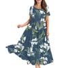 Frauen Casual Lose Bohemian Blumenkleid Kurzarm Lange Maxi Sommer Strand Swing Kleid
