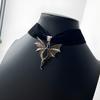 Velvet Gothic Bat Choker: Y2K Style Adjustable Necklace