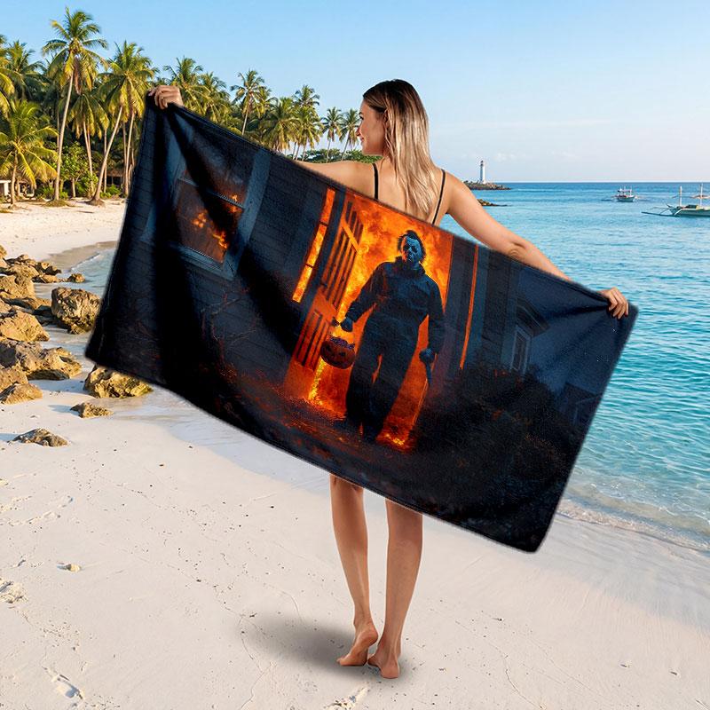 Large Beach TowelHalloween Michael Myers Soft Absorbent Towel Beach Bath Home Use