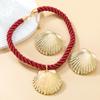 Colares de Corrente de Corda de Verão com Pingente de Concha Conjuntos de Joias de Brincos para Mulheres Boho Joias para Festa na Praia Presente de Aniversário