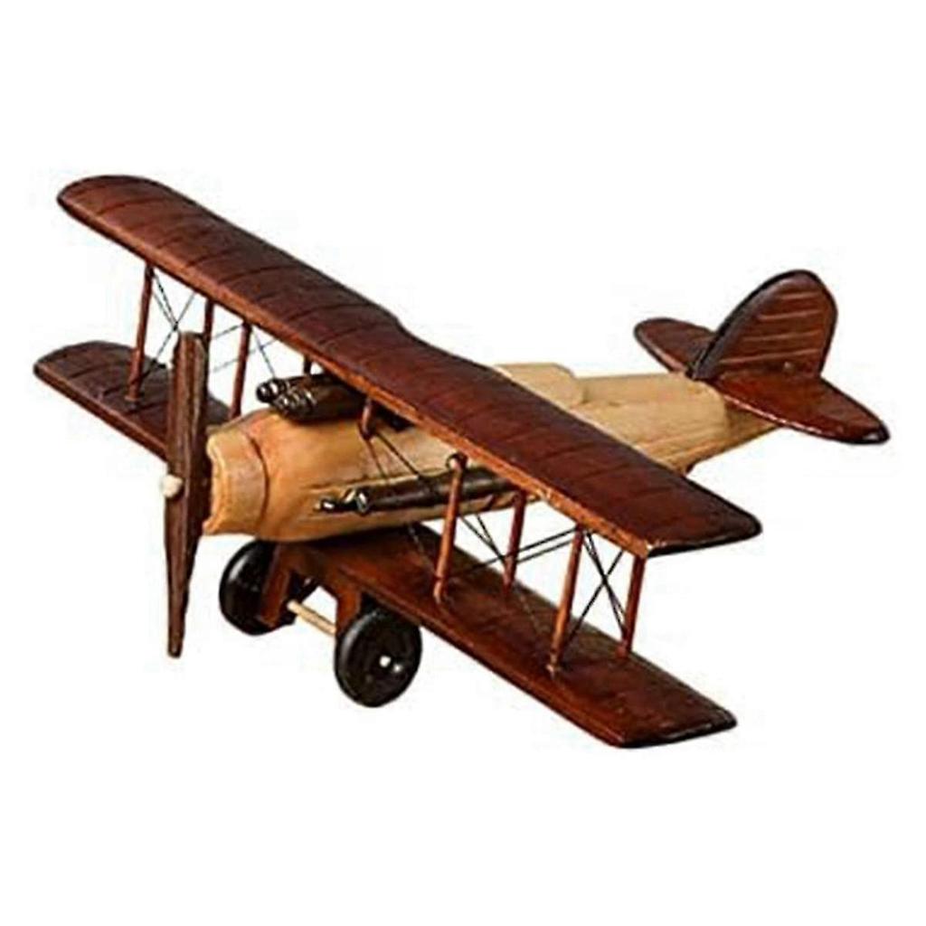 Retro Flugzeug Handwerk Holzflugzeug Modell, Vintage Doppeldecker Modell Schreibtisch Dekoration Foto Requisiten