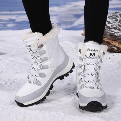 Fashion Outdoor Ankle Boots Women Winter Shoes Keep Warm Non-slip Black Snow Boots Ladies Lace-up Boots Femme Booties Woman Flat Boot