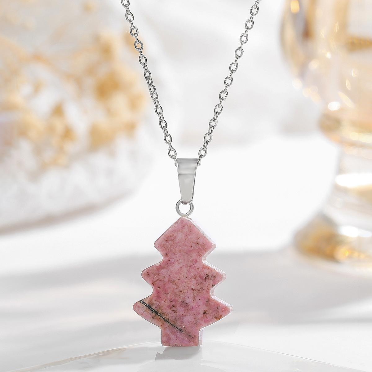 Натуральный хрустальный кулон, натуральный камень, рождественское дерево, рождественский подарок, богемные украшения