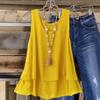 Gilet estivo da donna senza maniche a doppio strato con orlo a balze, top casual ampio
