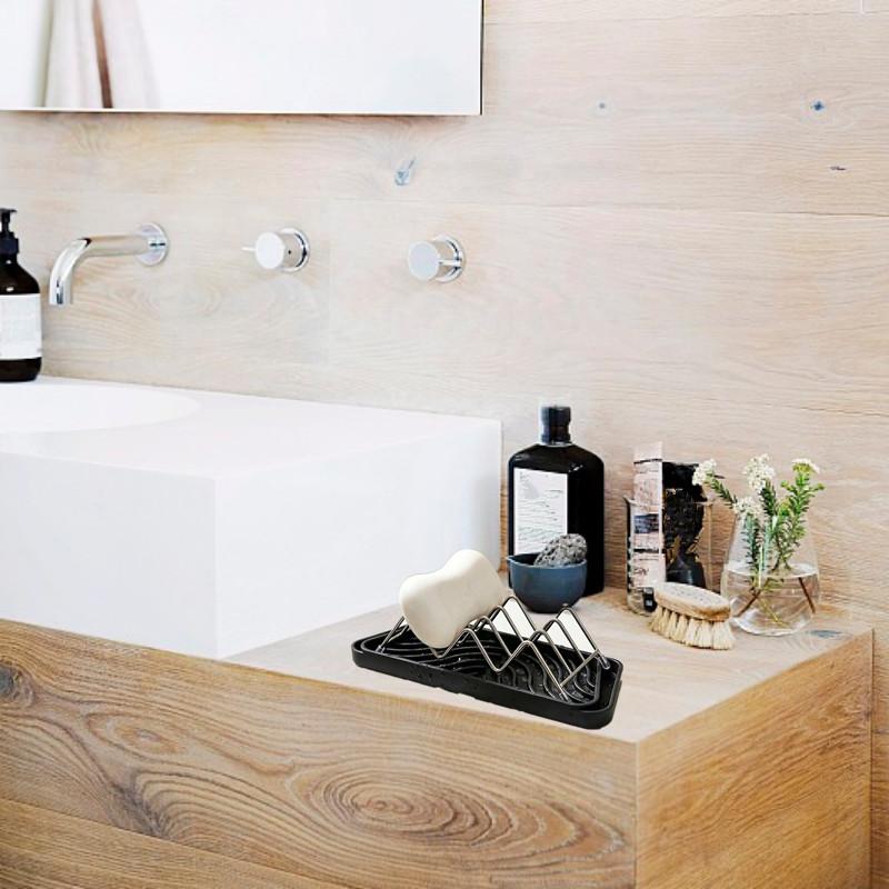 Practical Bathroom Solution with Stainless Steel Soap Rack and Drainage Feature