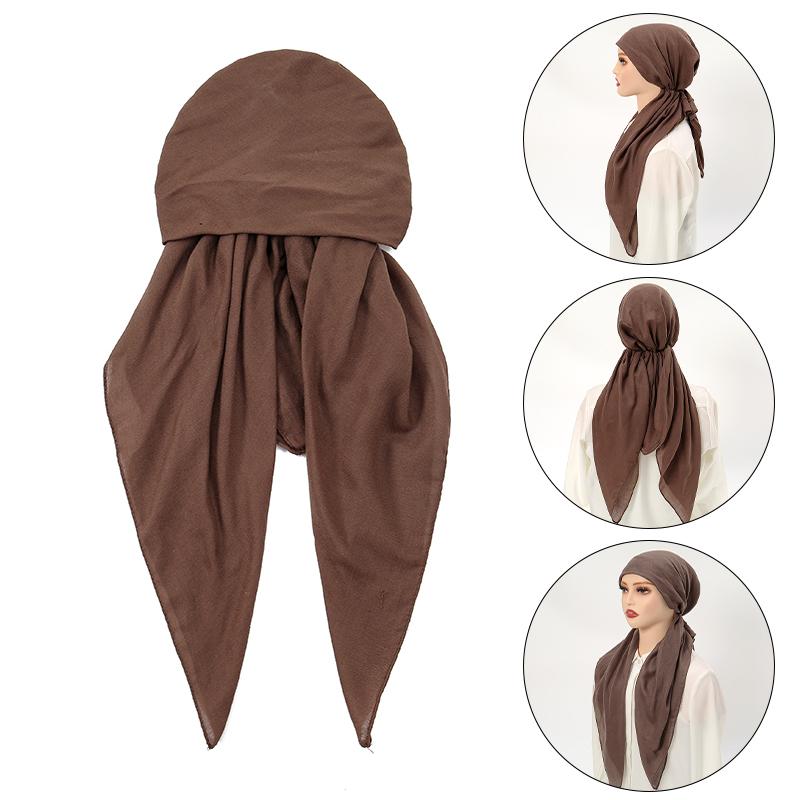 1 szt. Hidżab Szalik na głowę Damski Wrap Muzułmański Jednolity kolor Zakrycie Wypadanie włosów Rak Chemioterapia Czapka Turban