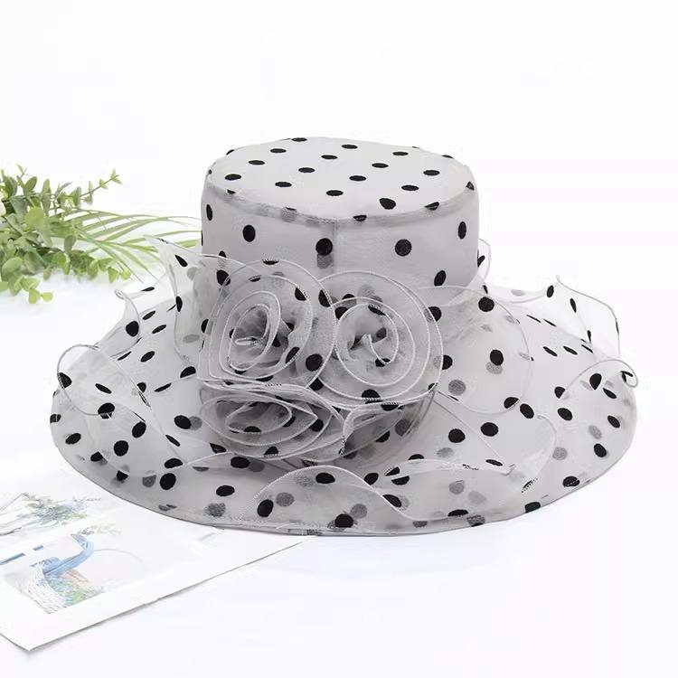 2025Newest Hot Fashion 1Pcs Mesh Ruffles Flower Women Kentucky Derby Wide Brim Wedding Church Occasional Organza Sun Hat