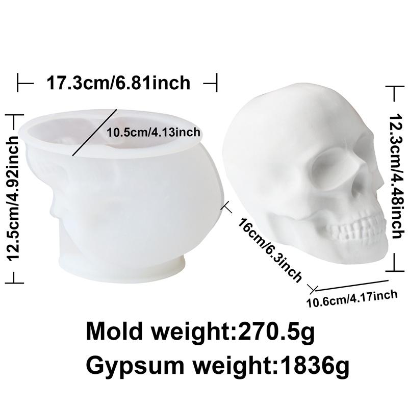 3D Skull Shape Silicone Mold DIY Halloween Skull Candle Silicone Mold Epoxy Plaster Home Decoration Resin Casting Art Crafts