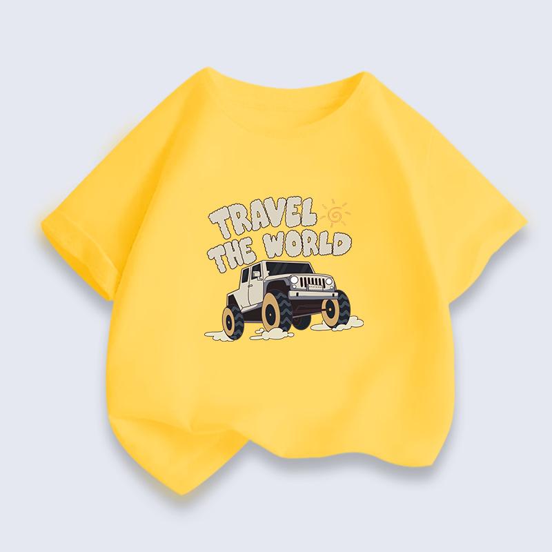 Summer Children's New Short-sleeved T-shirt Boys' Trendy Printing Girls' Fashion 100 Cotton Simple Style