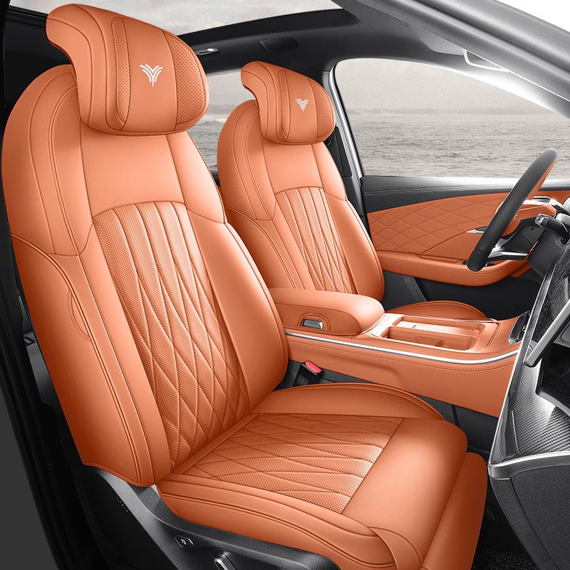 Nezha L Universal Full Leather Car Seat Cushion - Perforated, Full Surround, All-Season Cover.
