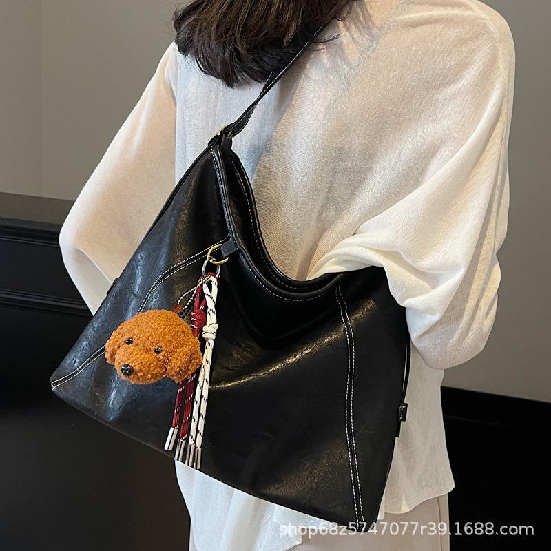 Vintage Bag Women's 2025 New High-End Maillard Shoulder Bag Large Capacity Tote Bag Commuter Crossbody Bag