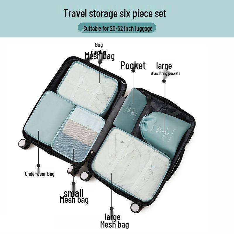 6-8 Piece Travel Storage and Organizer Bag Set for Clothes and Underwear