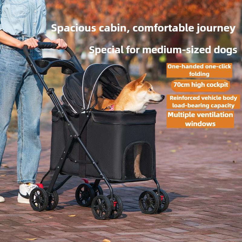 Outdoor Large Foldable Dog Pet Stroller Teddy Medium Luxury Dog Strollers Lightweight Cat Trolley with Wheel Pets Products