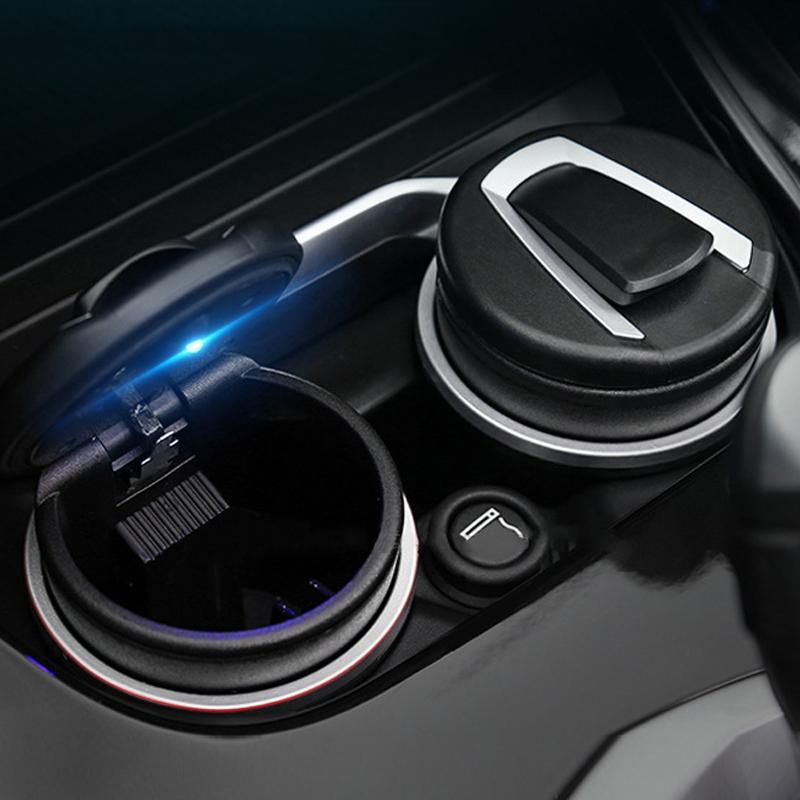 Universal 2 In 1 Car Ashtray Storage Box Holser Brackets Organizer Multifunction Vehicle LED Ashtray Auto Accessories Interior