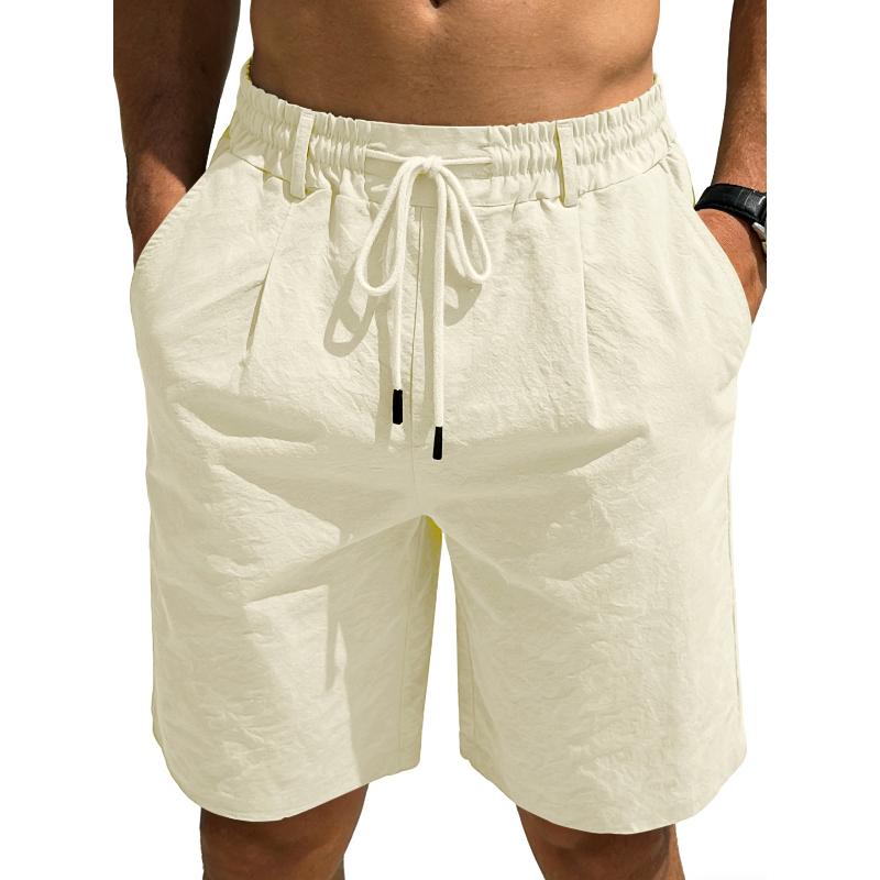 Men's Casual Shorts Cotton Elastic Waist Shorts Drawstring Summer Lightweight Shorts for Men Linen Casual Beach Vacation Yoga Golf Shorts with Pockets