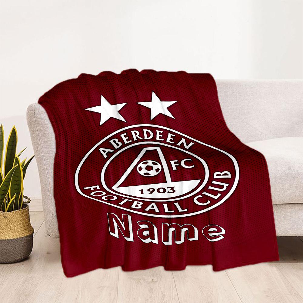 Aberdeen Fc Crest Personalized Text Blanket Multi-purpose Personalized Blanket Soft & Cozy Perfect for Bed Nap Seaside Chair All-Season Use