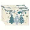 4/6pcs Set Blue Plaid Christmas Tree and Snowflake Polka Dot Pattern Placemats, Seasonal Daily Holiday Decoration, Suitable for Home Kitchen Dining